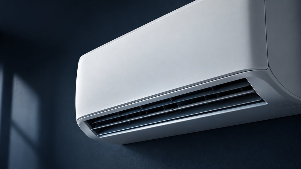 Dettaglio delle alette di un climatizzatore a parete.