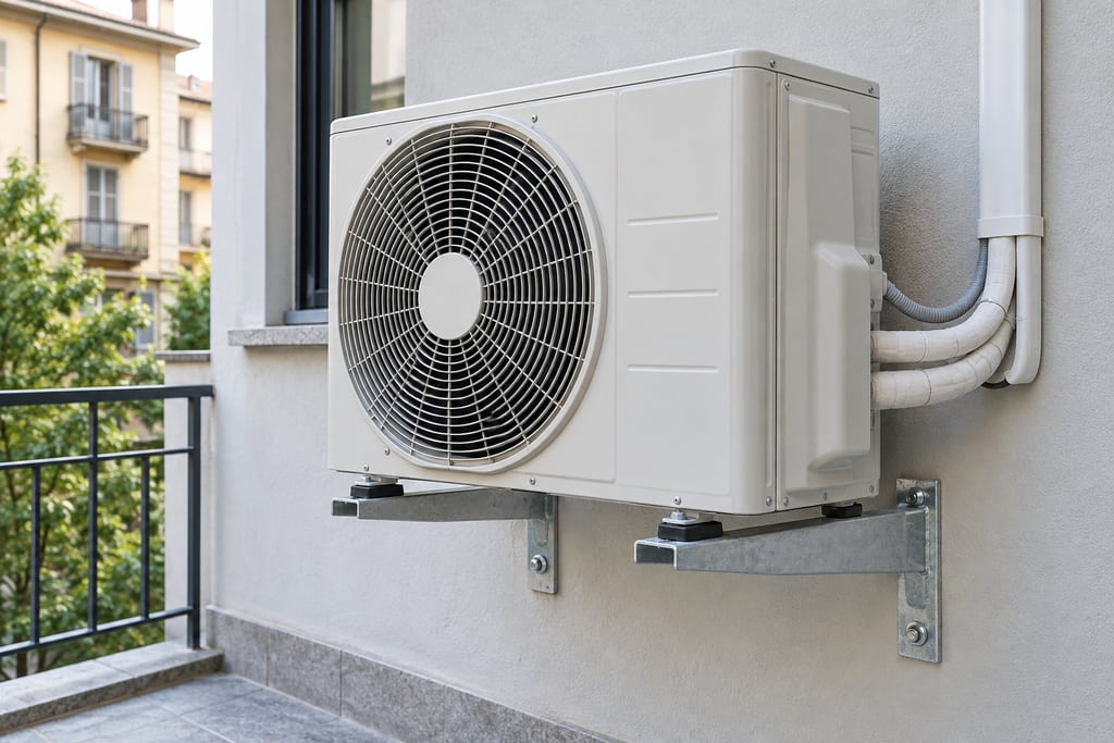 Riparazione: dettaglio di un impianto di climatizzazione.