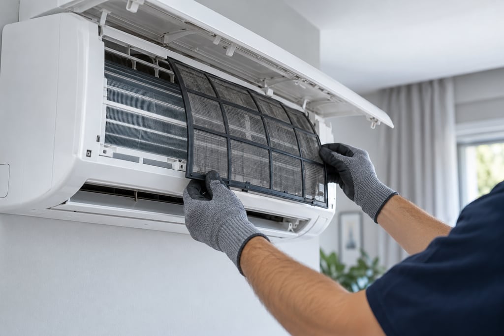 Installazione: dettaglio di un impianto di climatizzazione.