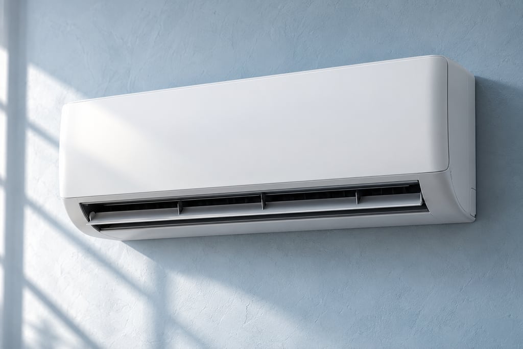 Climatizzatore a parete dal design essenziale.
